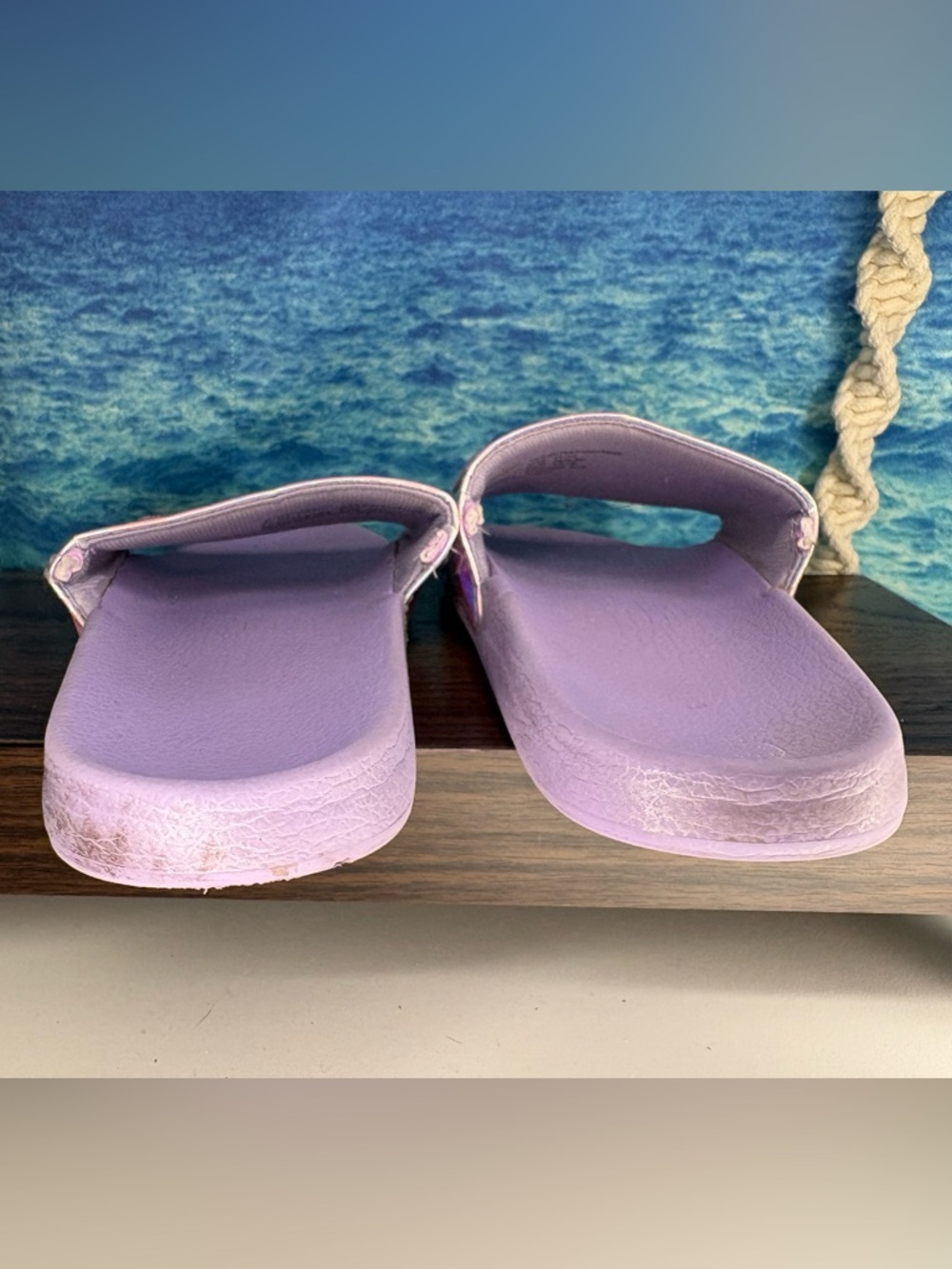 Girls Holographic Mermaid Slide Sandals - Lilac Purple - Picture 6 of 13